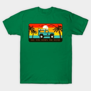 See you Down the Road (jeep at shore during sunset) T-Shirt